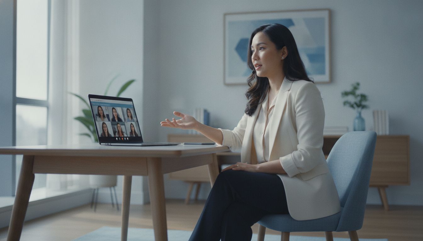 Professional facilitator conducting an online webinar training session