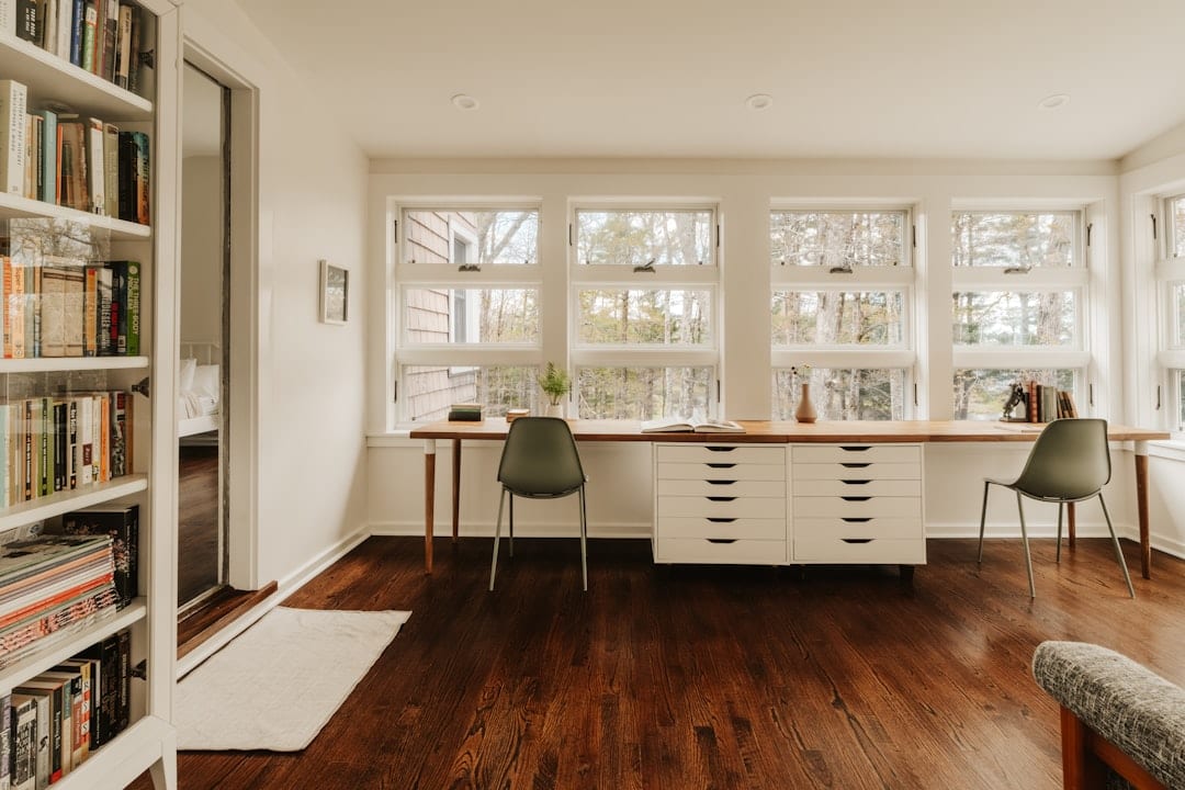 A serene modern workspace with sky view, representing purposeful and restful work at Selah Consulting PH
