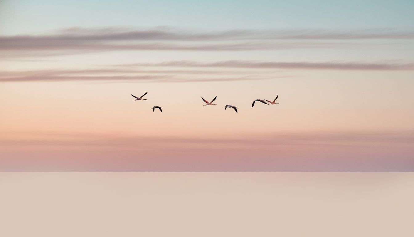 Serene sky with birds in flight symbolizing clarity and restful perspective